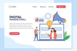 Modern flat design concept of Digital Marketing for banner and website. Isometric landing page template. Business analysis, content strategy and management. Vector illustration.