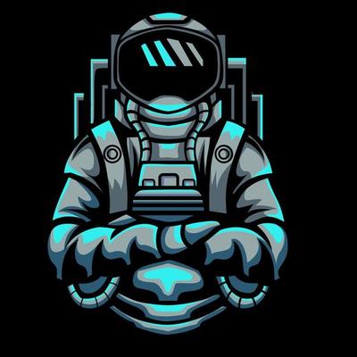 Astronaut Vector Illustration in neon color style