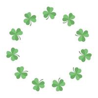 round frame with green shamrock clover on white background vector