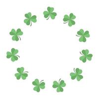 round frame with green shamrock clover on white background vector