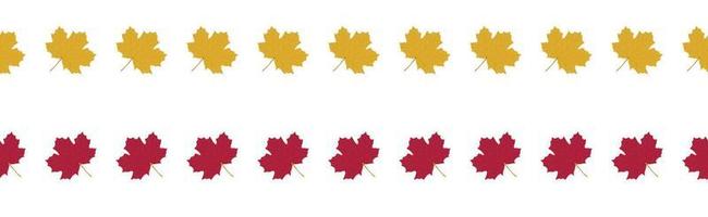 Decorative seamless border of rat and yellow maple leaves vector