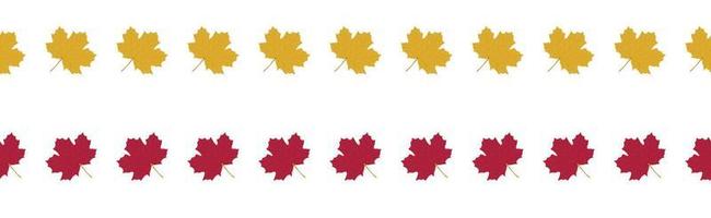 Decorative seamless border of rat and yellow maple leaves vector