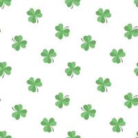 Seamless pattern with green shamrock clover on white background vector