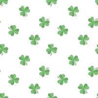 Seamless pattern with green shamrock clover on white background vector