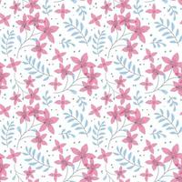 Red flower and leaves pattern background. vector