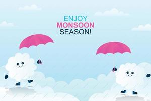 Monsoon season background with clouds. vector