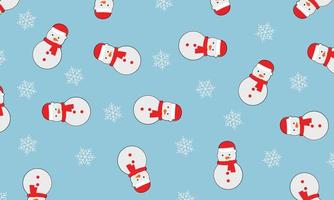 Snowman and snowflake in seamless pattern on background.