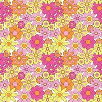 Abstract seamless groovy flower background. vector