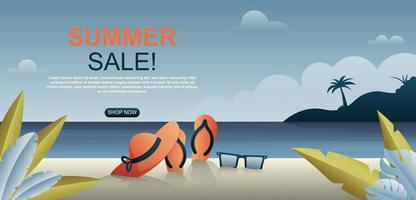 Gradient summer sale horizontal banner template. vector