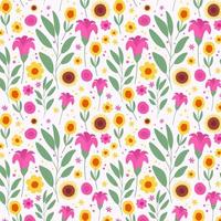 Hand drawn abstract floral pattern background. Vector.