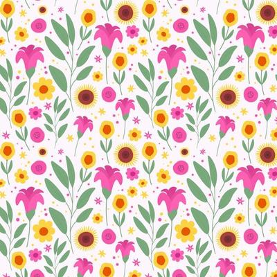 Hand drawn abstract floral pattern background. Vector.