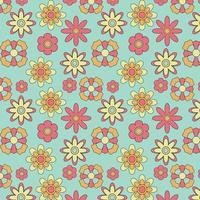 Abstract seamless groovy flower background. vector