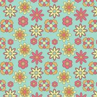 Abstract seamless groovy flower background. vector