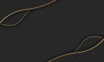 Black wave with halftone and gold line. vector