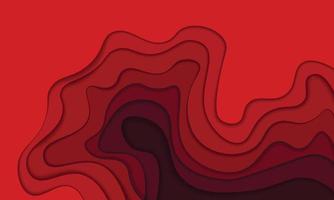 Abstract red wave in paper cut style background. vector