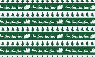 Green and white Deer and christmas tree pattern. vector
