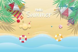 Gradient summer background with beach. vector