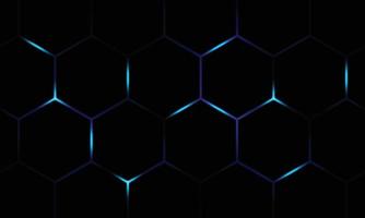 Blue hexagonal technology on dark background. vector