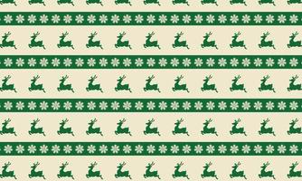 Green Deer and snowflakes pattern. vector