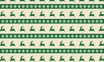 Green Deer and snowflakes pattern. vector