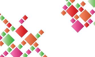 White background with abstract green, red, orange, purple gradient color square pattern random. vector