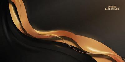 Dark elegant wave shapes background with golden. vector