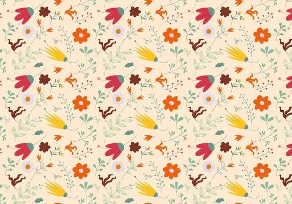 Hand drawn abstract floral pattern background. Vector.