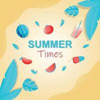 Gradient summer times with food background. vector