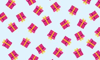 Purple gift box pattern on light blue background. vector