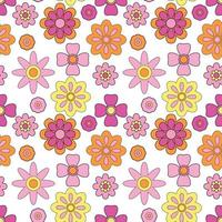Abstract seamless groovy flower background. vector