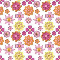 Abstract seamless groovy flower background. vector