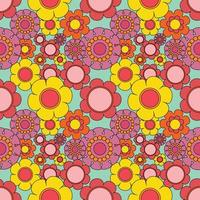 Abstract seamless groovy flower background. vector