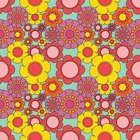 Abstract seamless groovy flower background. vector