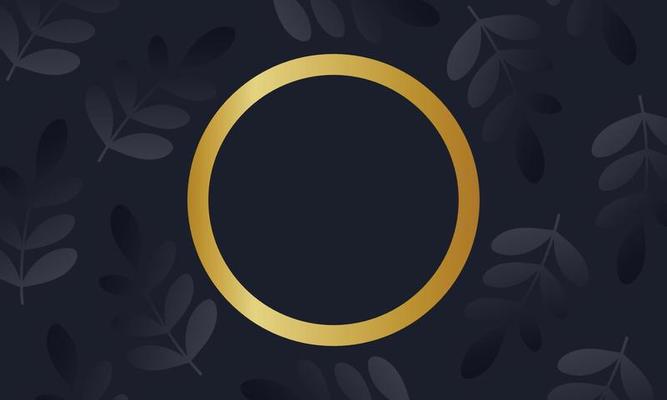 Black leaves with golden circle background.