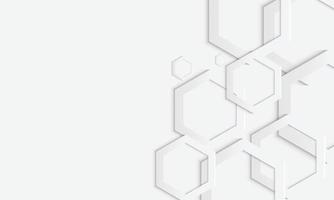 Abstract white geometric hexagon overlapping layer on white background. vector