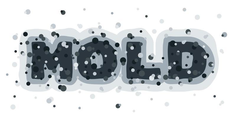 Mold spots on a white background. Vector seamless pattern. Humidity in the bathroom. Toxicity of mold spores, health hazard. Means of combating dangerous fungi and bacteria. Flat illustration.
