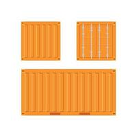 Yellow freight container.Large container for a ship isolated on a white background. Front and side view. Vector. vector