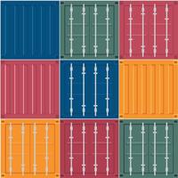 Realistic 3D set of cargo containers. Seamless pattern. industrial patchwork pattern. Vector illustration