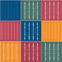 Realistic 3D set of cargo containers. Seamless pattern. industrial patchwork pattern. Vector illustration