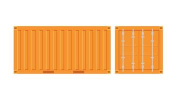 Yellow freight container.Large container for ship isolated on a white background. Vector. vector