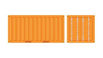 Yellow freight container.Large container for ship isolated on a white background. Vector. vector