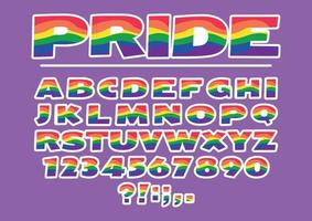 alfabeto con patrón de bandera orgullo lgbtq. ilustración vectorial perfecta para su identidad de arco iris, pancarta transgénero, afiches de gays y lesbianas, diseño bisexual, etc. vector