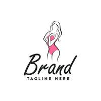 un logo con una mujer sexy para una marca de moda y belleza vector
