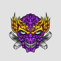 Hand drawn head with purple smiling expression vector