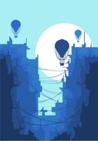 City vector design with elegant decoration hot air balloon