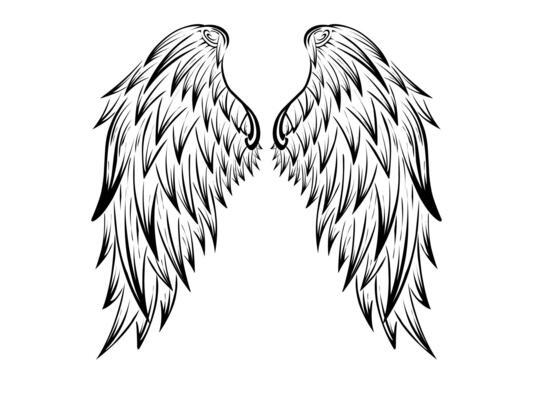 Black wing tattoo vector design on white background