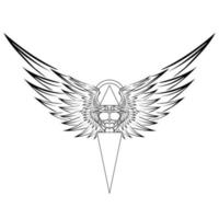cuerpo de tatuaje con alas de ángel vector ilustración libre