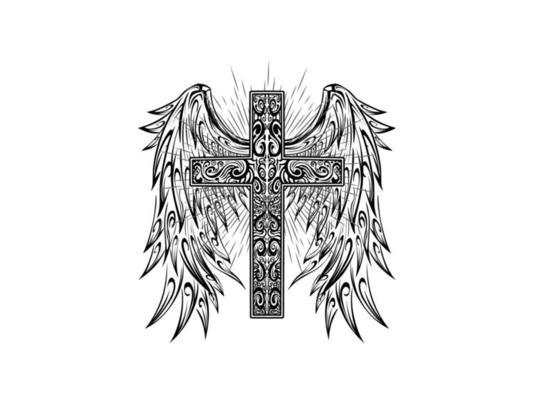 cross designs with wings wallpaper