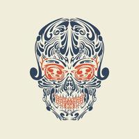 Vector tribal skull tattoo in color design