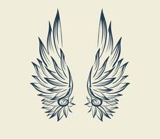 Aesthetic angel wings line art vector design